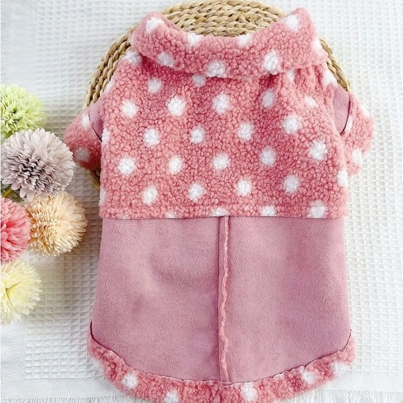 Polka Dot Pattern Reversible Pet Coat S Pink - Picture 2 of 6